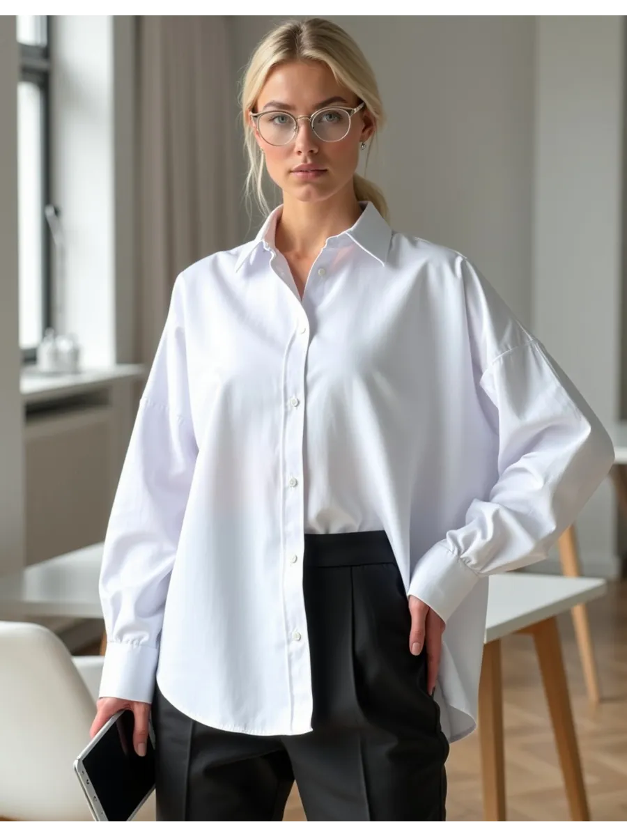 Рубашка оверсайз офисная хлопковая