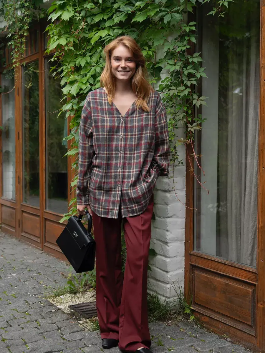 Клетчатая рубашка женская оверсайз