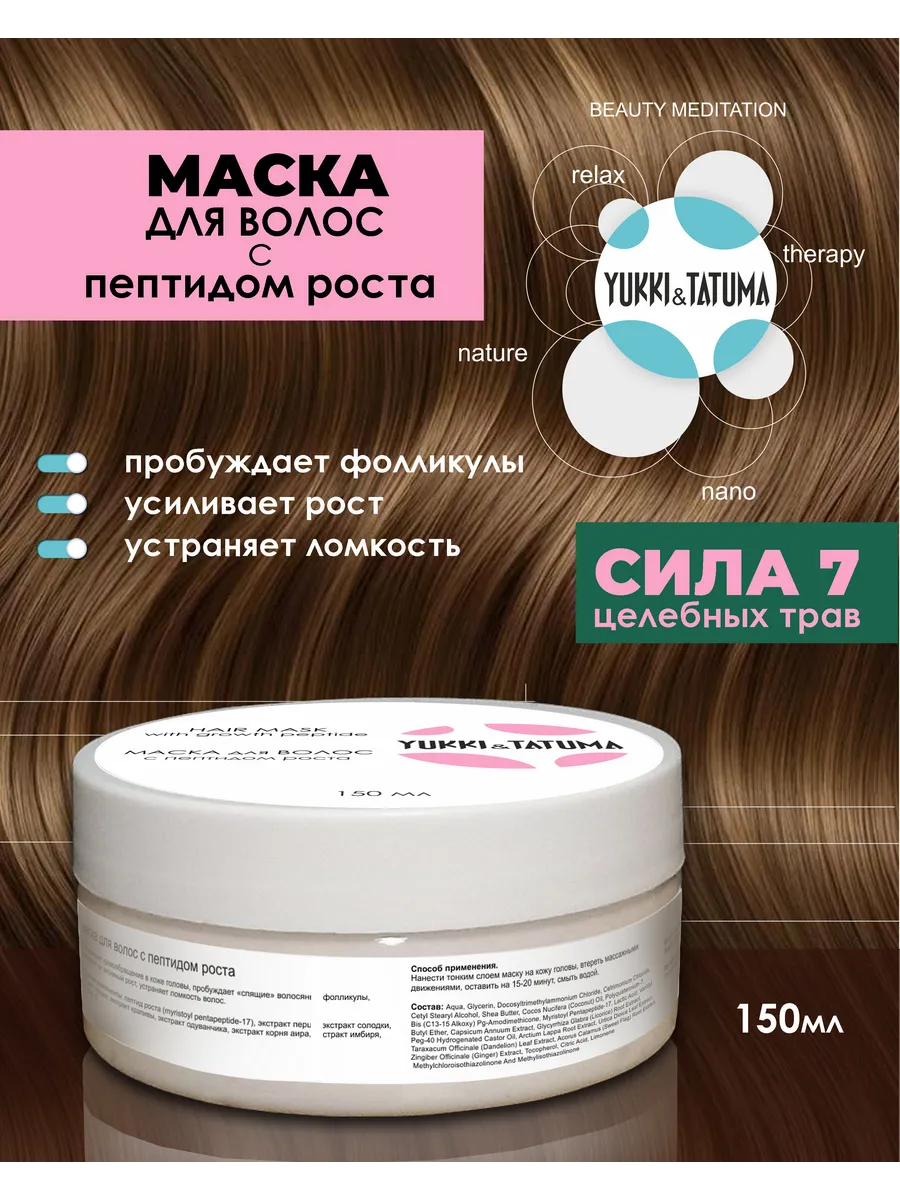 Маска для волос с пептидом роста от выпадения разогревающая