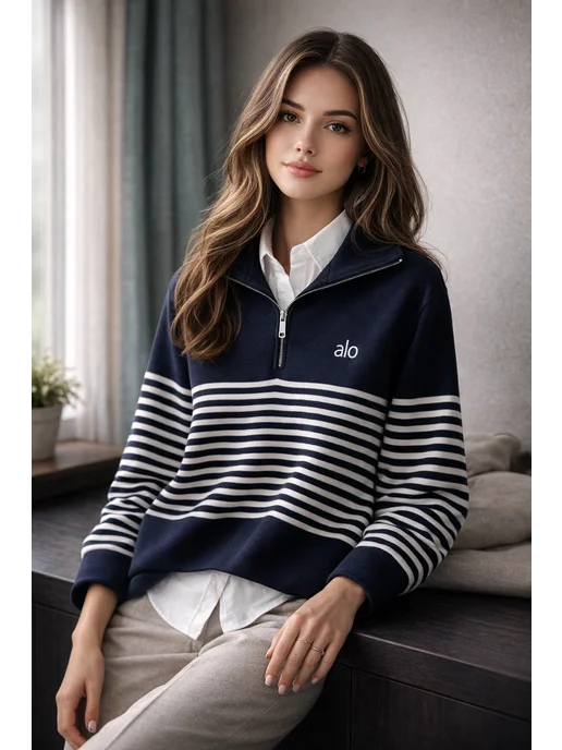 свитер женский поло с логотипом ало